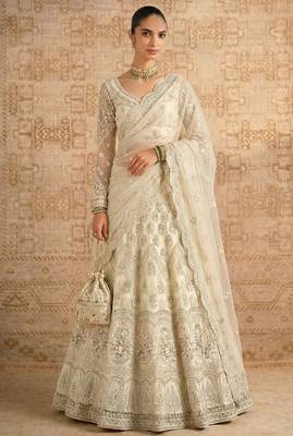 Off White Butterfly Net Heavy Embroidery With Stone Work 1