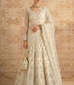 Off White Butterfly Net Heavy Embroidery With Stone Work