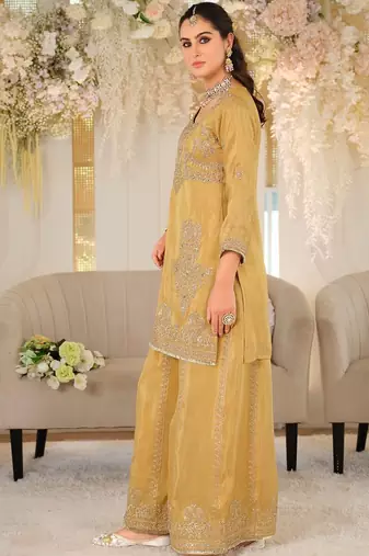 Women Ethnic Motifs Embroidered Regular Thread Work Kurta with Sharara & With Dupatta