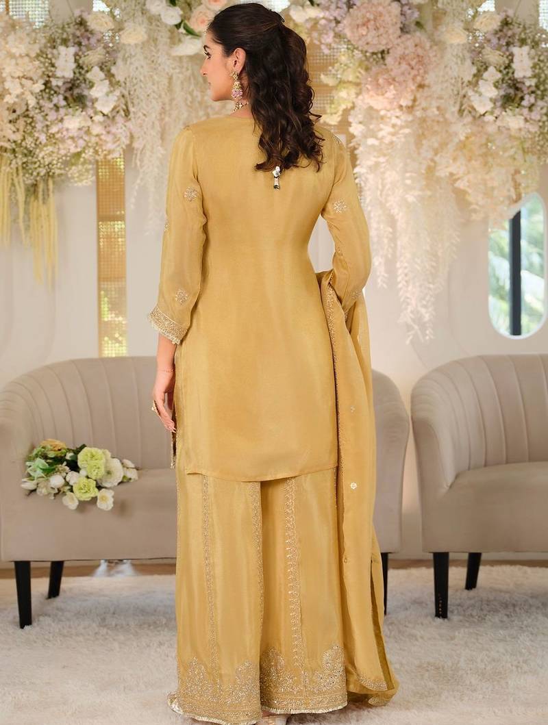 Women Ethnic Motifs Embroidered Regular Thread Work Kurta with Sharara & With Dupatta