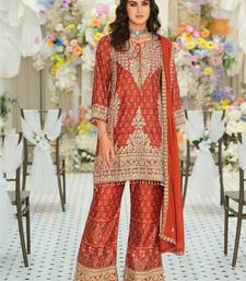 Women Ethnic Motifs Embroidered Regular Mirror Work Kurta with Palazzos & With Dupatta