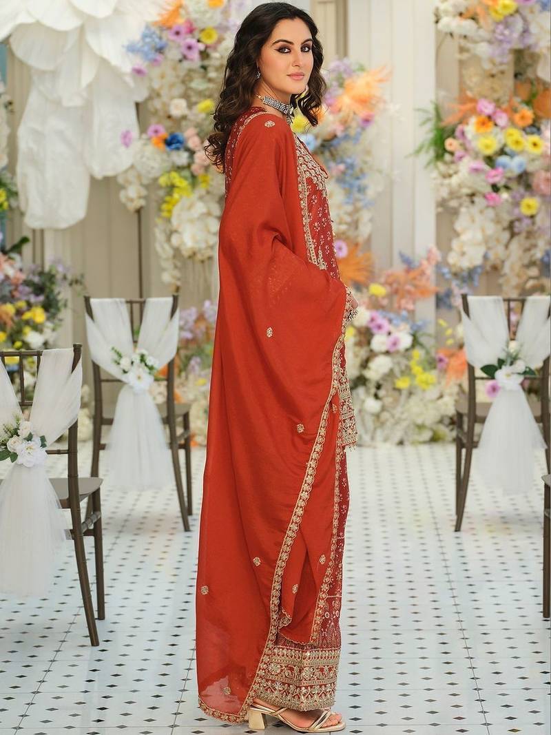 Women Ethnic Motifs Embroidered Regular Mirror Work Kurta with Palazzos & With Dupatta