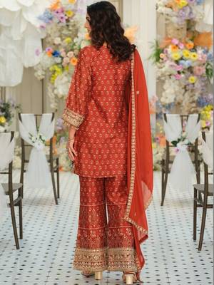 Women Ethnic Motifs Embroidered Regular Mirror Work Kurta with Palazzos & With Dupatta 7