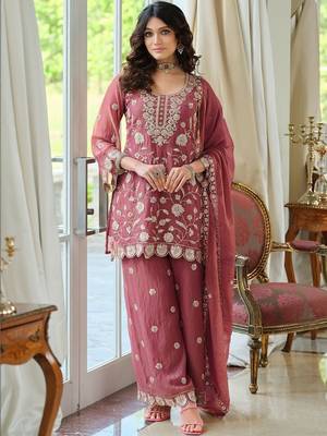 Women Ethnic Motifs Embroidered Regular Thread Work Kurta with Palazzos & With Dupatta 1