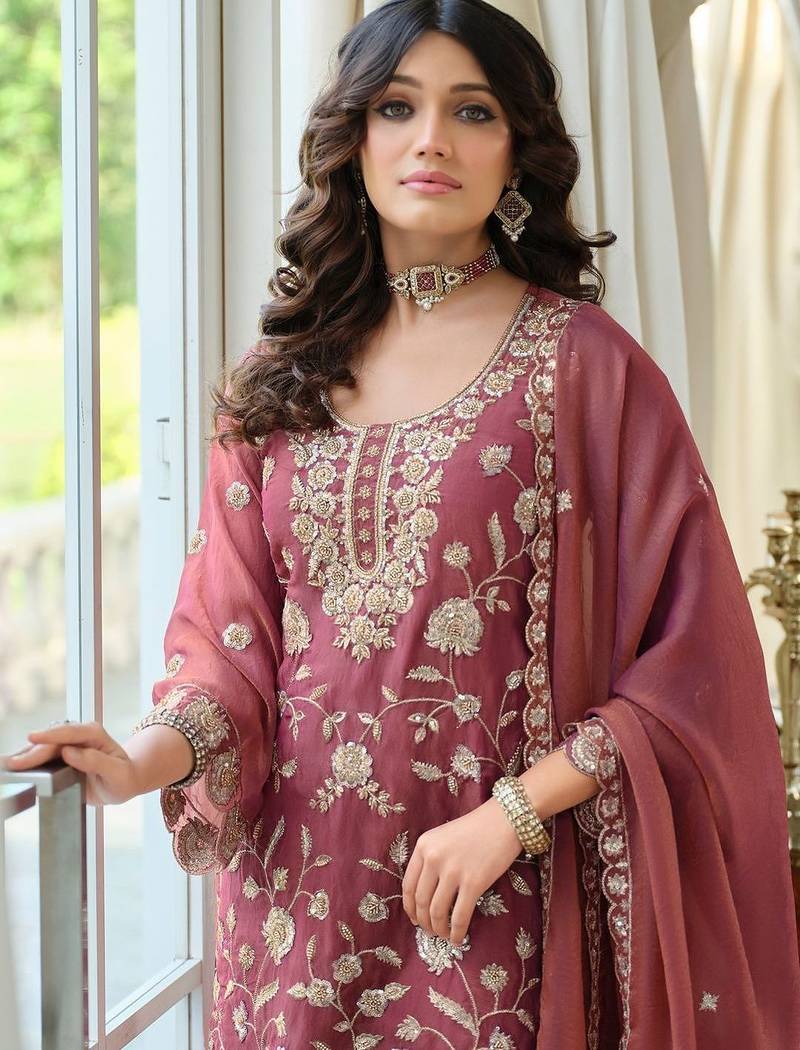 Women Ethnic Motifs Embroidered Regular Thread Work Kurta with Palazzos & With Dupatta