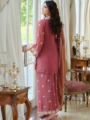 Women Ethnic Motifs Embroidered Regular Thread Work Kurta with Palazzos & With Dupatta 7