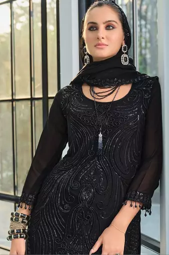Women Ethnic Motifs Embroidered Regular Sequinned Kurta with Palazzos & With Dupatta
