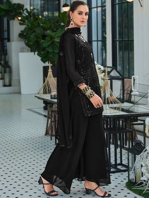 Women Ethnic Motifs Embroidered Regular Sequinned Kurta with Palazzos & With Dupatta 3