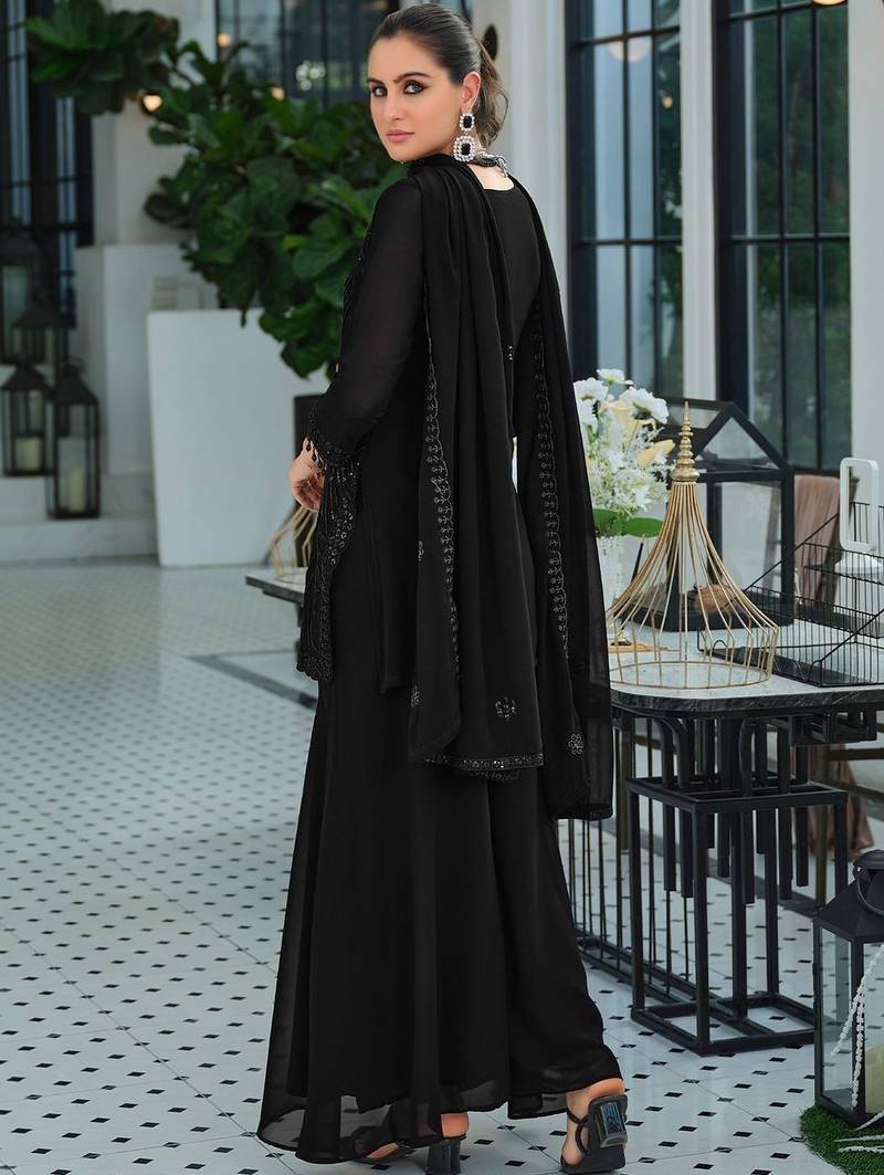 Women Ethnic Motifs Embroidered Regular Sequinned Kurta with Palazzos & With Dupatta
