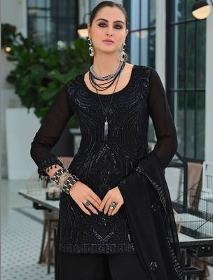 Women Ethnic Motifs Embroidered Regular Sequinned Kurta with Palazzos & With Dupatta 5
