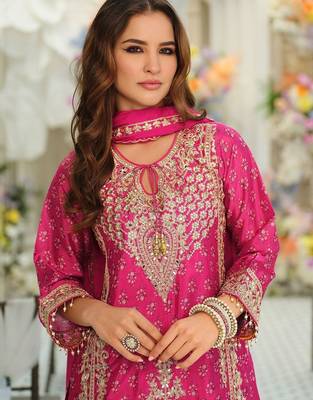 Women Ethnic Motifs Embroidered Regular Thread Work Kurta with Palazzos & With Dupatta 2