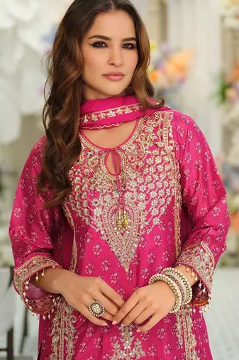 Women Ethnic Motifs Embroidered Regular Thread Work Kurta with Palazzos & With Dupatta