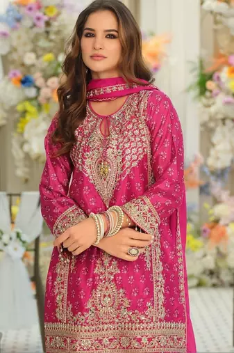 Women Ethnic Motifs Embroidered Regular Thread Work Kurta with Palazzos & With Dupatta