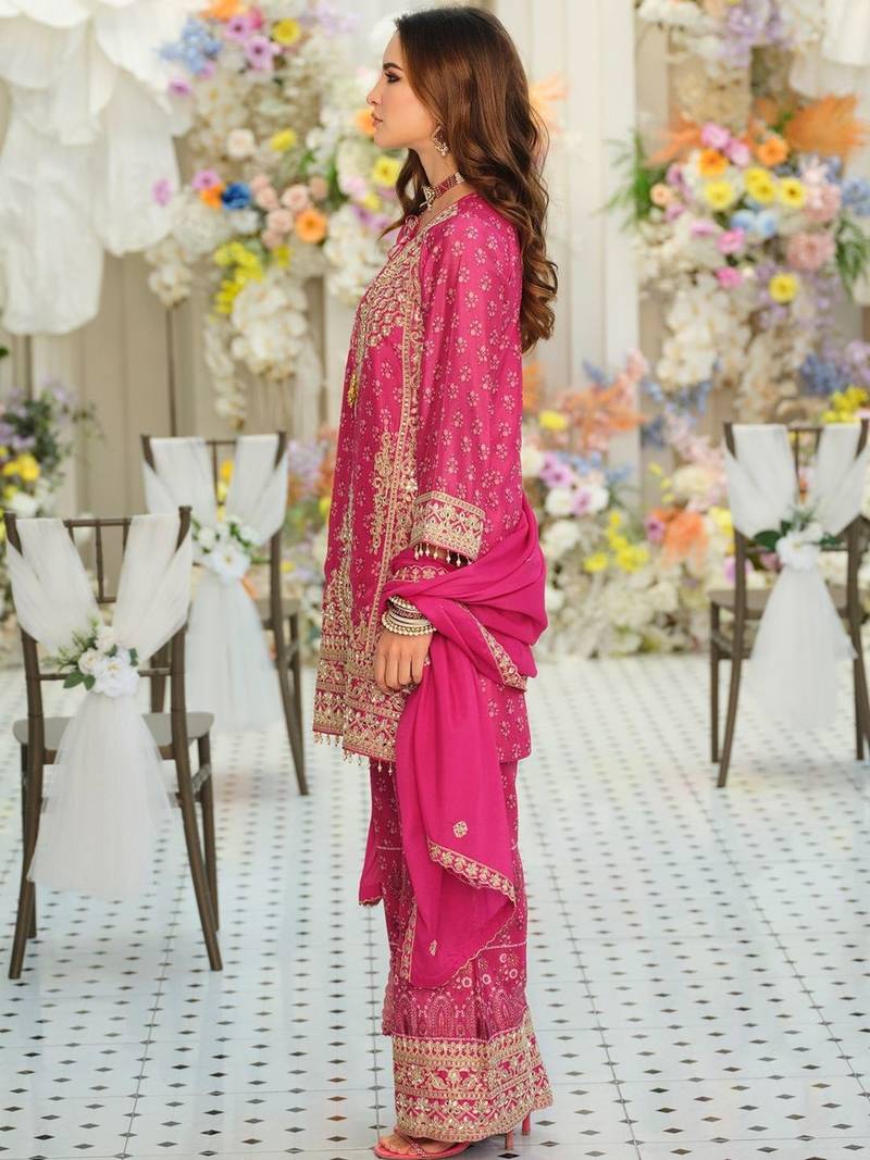 Women Ethnic Motifs Embroidered Regular Thread Work Kurta with Palazzos & With Dupatta