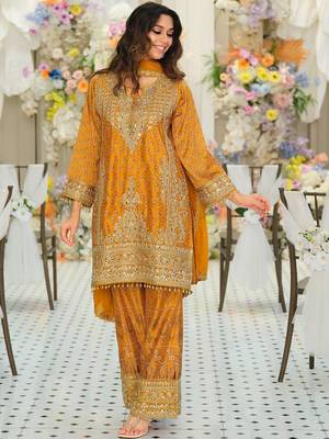 Women Ethnic Motifs Embroidered Regular Mirror Work Kurta with Palazzos & With Dupatta 1