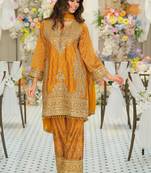 Women Ethnic Motifs Embroidered Regular Mirror Work Kurta with Palazzos & With Dupatta