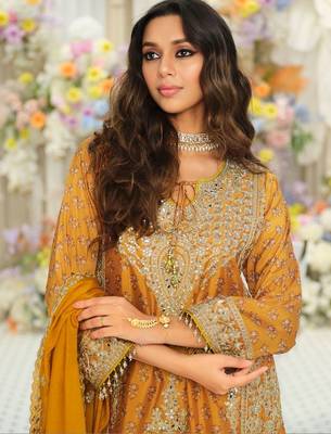 Women Ethnic Motifs Embroidered Regular Mirror Work Kurta with Palazzos & With Dupatta 2