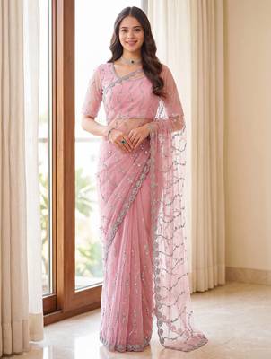 Designer beads embroidery saree 1