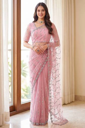 Designer beads embroidery saree