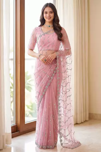 Designer beads embroidery saree
