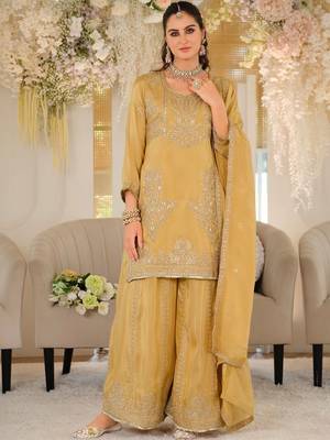 Women Ethnic Motifs Embroidered Regular Thread Work Kurta with Palazzos & With Dupatta 1