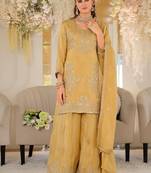 Women Ethnic Motifs Embroidered Regular Thread Work Kurta with Palazzos & With Dupatta