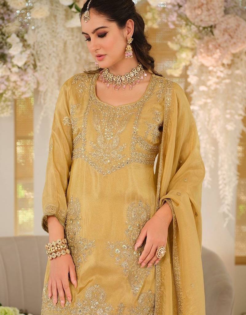 Women Ethnic Motifs Embroidered Regular Thread Work Kurta with Palazzos & With Dupatta