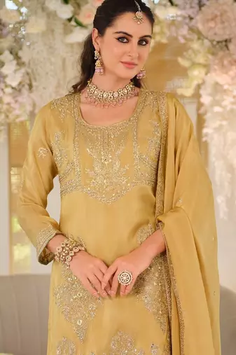 Women Ethnic Motifs Embroidered Regular Thread Work Kurta with Palazzos & With Dupatta