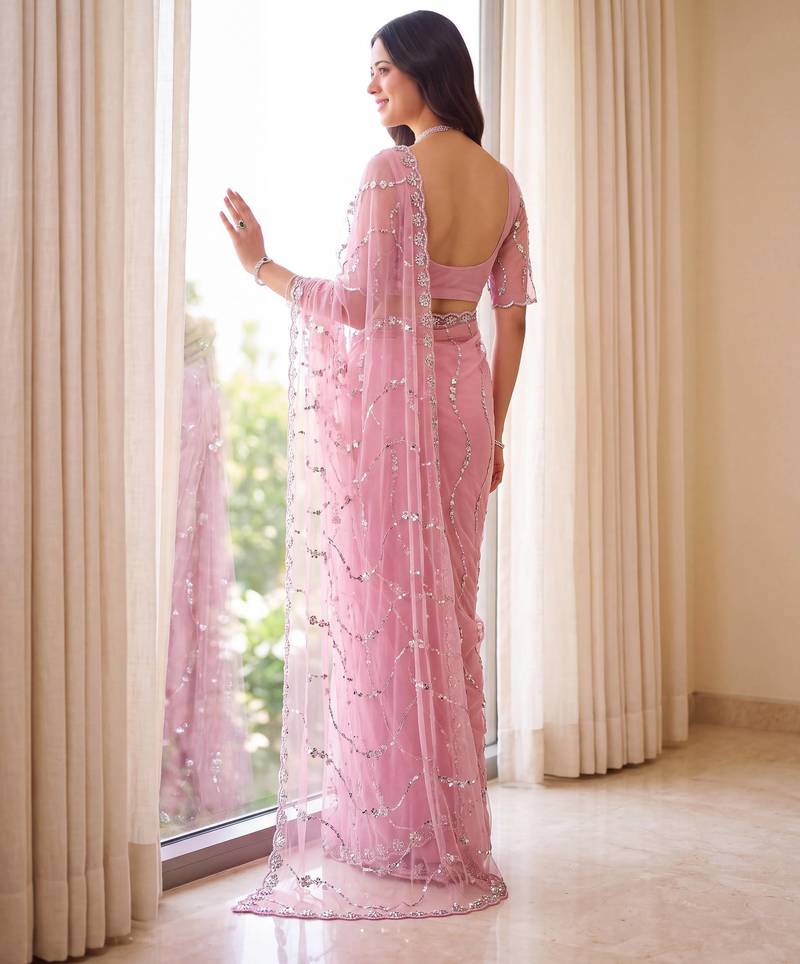 Designer beads embroidery saree