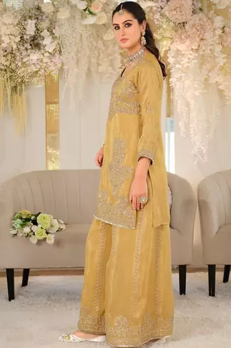 Women Ethnic Motifs Embroidered Regular Thread Work Kurta with Palazzos & With Dupatta