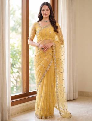Designer beads embroidery saree 1