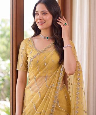 Designer beads embroidery saree 2