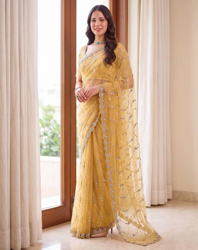 Designer beads embroidery saree