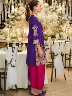 Women Ethnic Motifs Embroidered Regular Thread Work Kurta with Trousers & With Dupatta 3