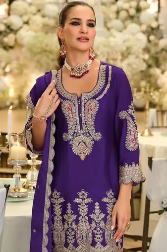 Women Ethnic Motifs Embroidered Regular Thread Work Kurta with Trousers & With Dupatta