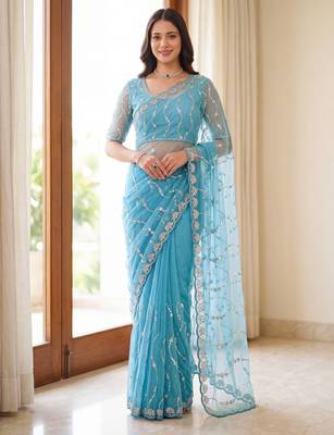 Designer beads embroidery saree 1