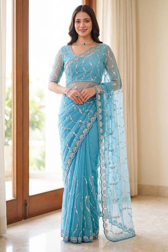 Designer beads embroidery saree