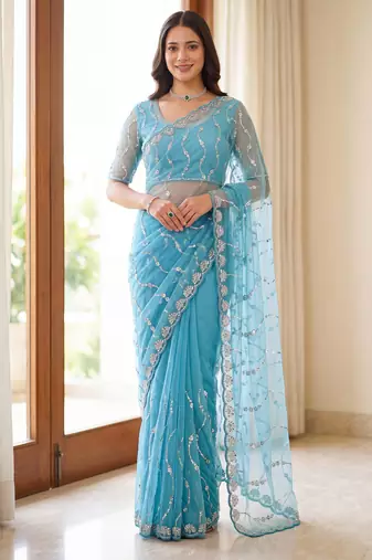 Designer beads embroidery saree