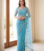 Designer beads embroidery saree