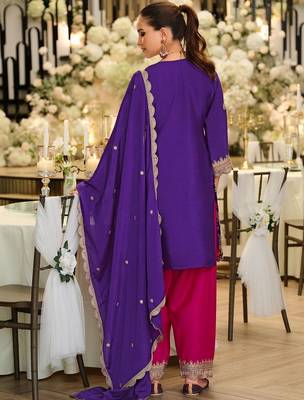 Women Ethnic Motifs Embroidered Regular Thread Work Kurta with Trousers & With Dupatta 7
