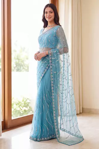 Designer beads embroidery saree