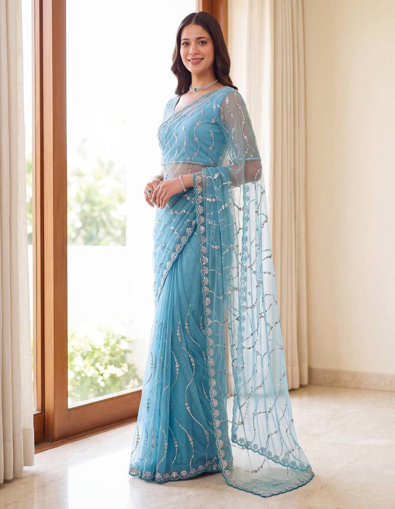 Designer beads embroidery saree