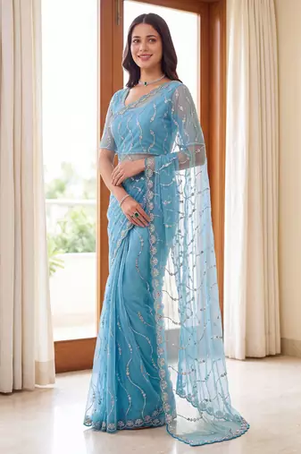 Designer beads embroidery saree