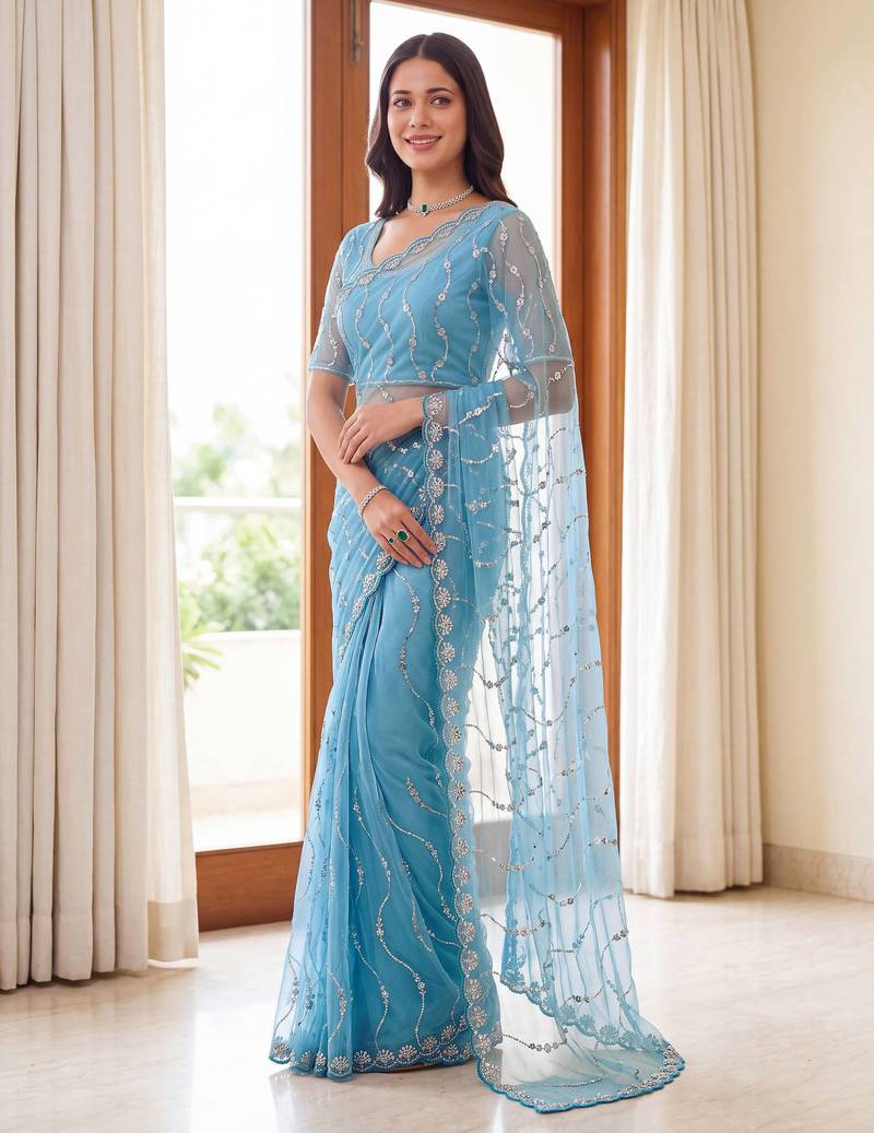 Designer beads embroidery saree