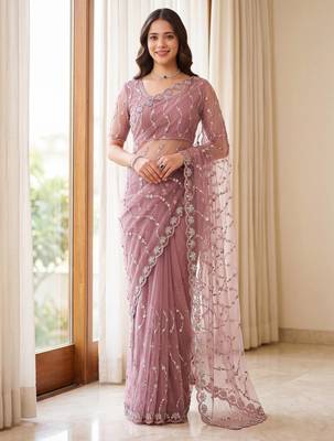 Designer beads embroidery saree 1