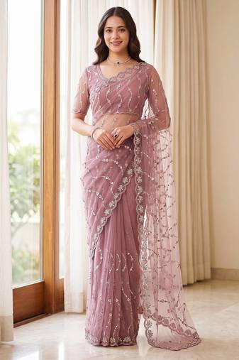 Designer beads embroidery saree