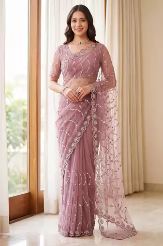 Designer beads embroidery saree