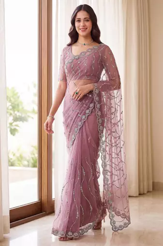 Designer beads embroidery saree
