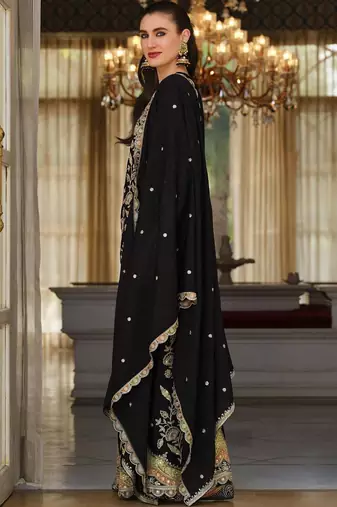 Women Ethnic Motifs Embroidered Regular Thread Work Kurta with Sharara & With Dupatta