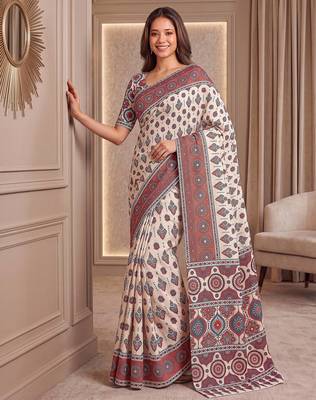 Designer ajrak digital print saree 2